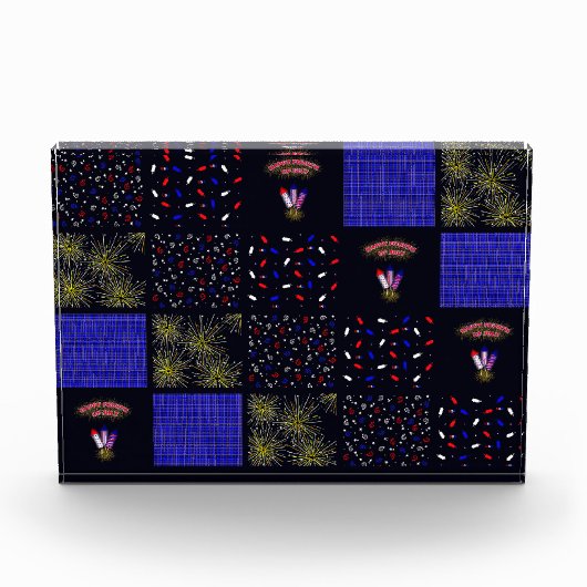 Amerikanische Unabhängigkeitstag Patchwork Pattern Fotoblock (Vorderseite)