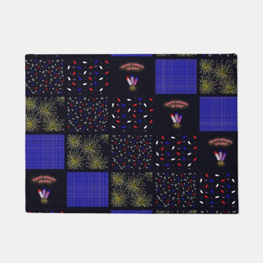 Amerikanische Unabhängigkeitstag Patchwork Pattern Fußmatte (Vorderseite)