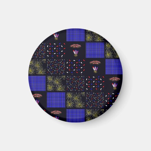 Amerikanische Unabhängigkeitstag Patchwork Pattern Magnet (Vorne)