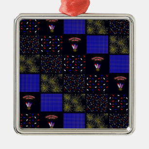 Amerikanische Unabhängigkeitstag Patchwork Pattern Ornament Aus Metall