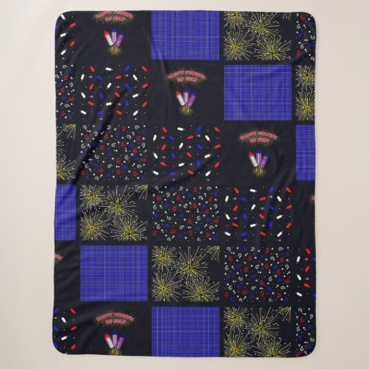 Amerikanische Unabhängigkeitstag Patchwork Pattern Sherpadecke (Vorderseite)