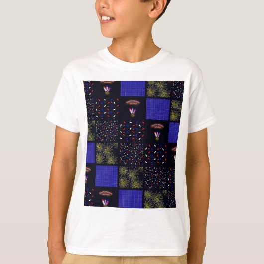 Amerikanische Unabhängigkeitstag Patchwork Pattern T-Shirt (Vorderseite)