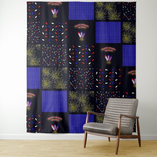 Amerikanische Unabhängigkeitstag Patchwork Pattern Wandteppich (Beispiel)