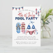 Amerikanische Unabhängigkeitstag Pool Party Einladung (Stehend Vorderseite)