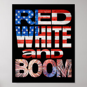 Amerikanische Unabhängigkeitstag rot weiß und Boom Poster