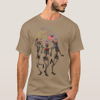 Amerikanische Unabhängigkeitstag Skelets Skelette T-Shirt