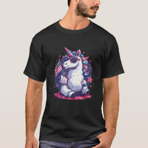 Amerikanische Unabhängigkeitstag Unicorn American  T-Shirt