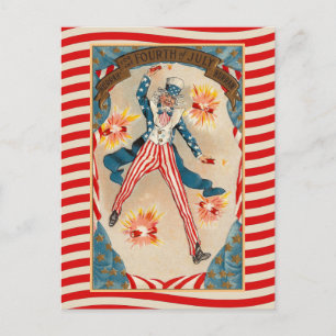 amerikanische Unabhängigkeitstag Vintag Uncle Sam Postkarte
