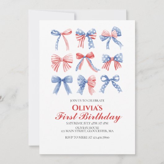 Amerikanische Unabhängigkeitstag zum Geburtstag vo Einladung (Vorderseite)