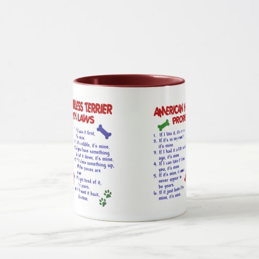 AMERIKANISCHE UNBEHAARTE TERRIER-Eigentums-Gesetze Tasse (Zentrum)