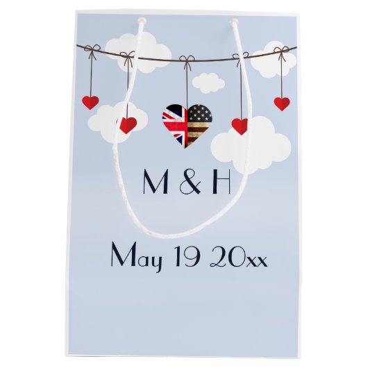 amerikanische und britische Flagge, Heart Royal We Mittlere Geschenktüte (Rückseite)