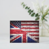 amerikanische und britische Flagge. Postkarte (Stehend Vorderseite)