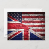 amerikanische und britische Flagge. Postkarte (Vorne/Hinten)