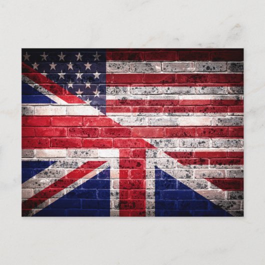amerikanische und britische Flagge. Postkarte (Vorderseite)