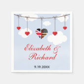 Amerikanische und britische Flaggen Hearts Wedding Serviette (Vorderseite)