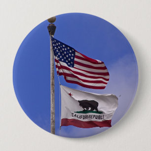 AMERIKANISCHE UND KALIFORNIER STAATSFahnen Button