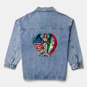 Amerikanische und mexikanische Flagge Angel woMan  Jeansjacke