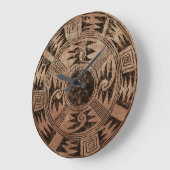 Amerikanische Ureinwohner-Aktionskorbdesign Große Wanduhr (Winkel)