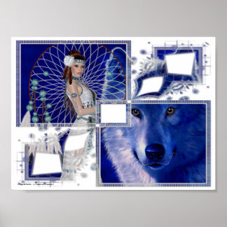 Amerikanische Ureinwohner & Blauer Wolf 2 Poster