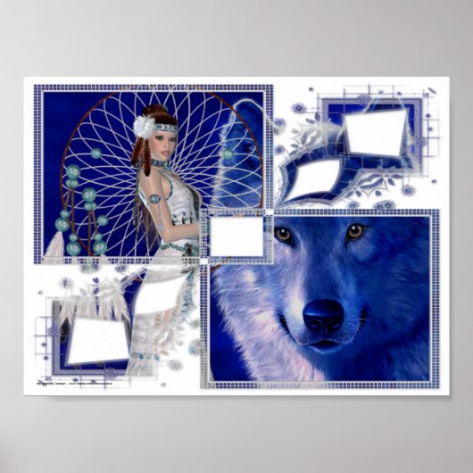 Amerikanische Ureinwohner & Blauer Wolf 2 Poster (Vorne)