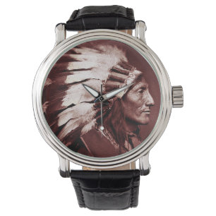 Amerikanische Ureinwohner Chef (Brown) Armbanduhr