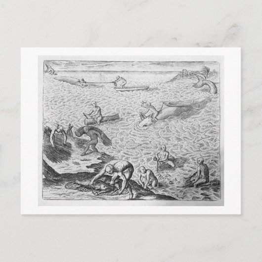 Amerikanische Ureinwohner der Walfangmethode aus e Postkarte (Vorderseite)