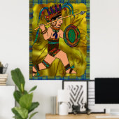 Amerikanische Ureinwohner des alten Kriegers Poster (Heimbüro)