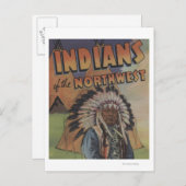 Amerikanische Ureinwohner des Nordwestens - Indisc Postkarte (Vorne/Hinten)