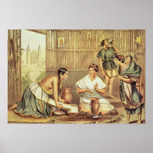 Amerikanische Ureinwohner, die Tortillas vorbereit Poster (Vorne)