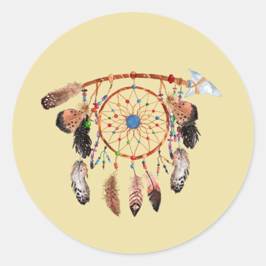 Amerikanische Ureinwohner Dreamcatcher Runder Aufkleber (Vorderseite)