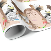 Amerikanische Ureinwohner Geschenk Wrap, Tiere Wol Geschenkpapier (Rolleneckpunkt)