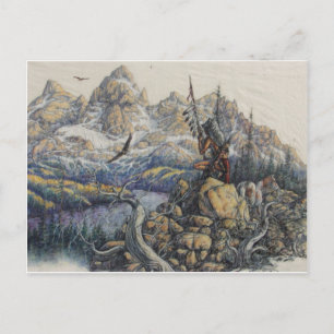 amerikanische Ureinwohner Hunter Postkarte