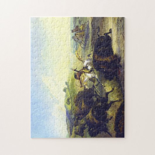 Amerikanische Ureinwohner Jagd auf Bison Karl Bodm Puzzle (Vertikal)