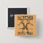 Amerikanische Ureinwohner Kokopelli - Dance Your L Button (Vorne & Hinten)