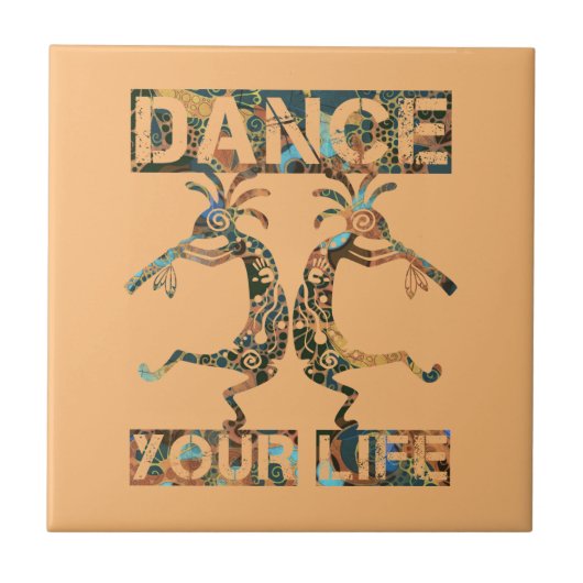 Amerikanische Ureinwohner Kokopelli - Dance Your L Fliese (Vorderseite)