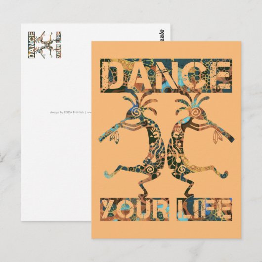 Amerikanische Ureinwohner Kokopelli - Dance Your L Postkarte (Vorne/Hinten)