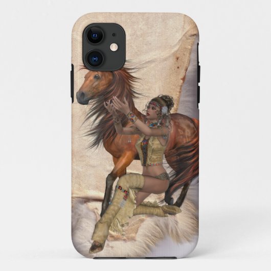 Amerikanische Ureinwohner Prinzessin und Pferd Case-Mate iPhone Hülle (Rückseite)