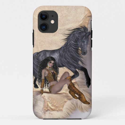Amerikanische Ureinwohner Prinzessin und Schwarzes Case-Mate iPhone Hülle (Rückseite)