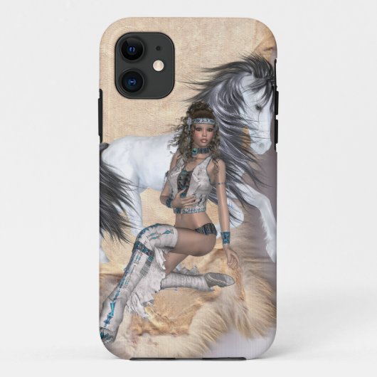 Amerikanische Ureinwohner Prinzessin und Weißpferd Case-Mate iPhone Hülle (Rückseite)