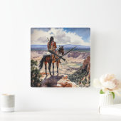 Amerikanische Ureinwohner Quadratische Wanduhr (Zuhause)