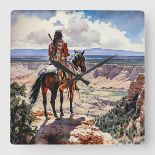 Amerikanische Ureinwohner Quadratische Wanduhr