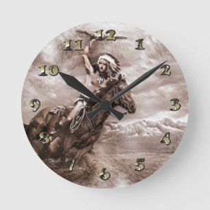Amerikanische Ureinwohner Reiten Runde Wanduhr