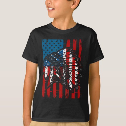 Amerikanische Ureinwohner Roots US-Flagge Indigeno T-Shirt (Vorderseite)