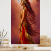 Amerikanische Ureinwohner Rot Goldkleid Feder 2 Poster (Küche)