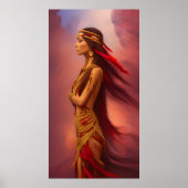 Amerikanische Ureinwohner Rot Goldkleid Federn Poster (Vorne)
