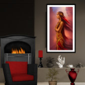 Amerikanische Ureinwohner Rot Goldkleid Federn Poster