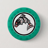 Amerikanische Ureinwohner Rot Haida Art Salmon Button (Vorderseite)