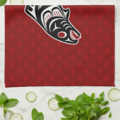 Amerikanische Ureinwohner Rot Haida Art Salmon Geschirrtuch (Gefaltet)