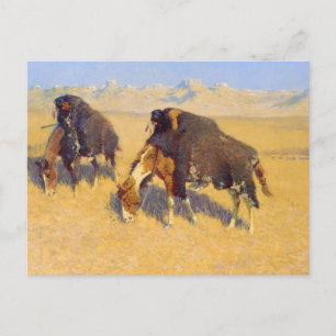 amerikanische Ureinwohner simulieren Buffalo Postkarte