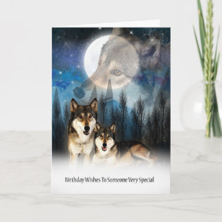 Amerikanische Ureinwohner Style Wolf Geburtstagska Karte